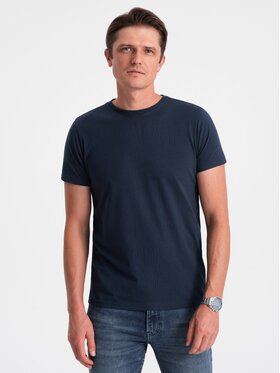 Ombre Ombre T-Shirt OM-TSBS-0146 Granatowy Fitting Fit