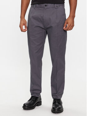 Calvin Klein Calvin Klein Spodnie garniturowe Modern Twill Tapered Pleat K10K111490 Szary Slim Fit