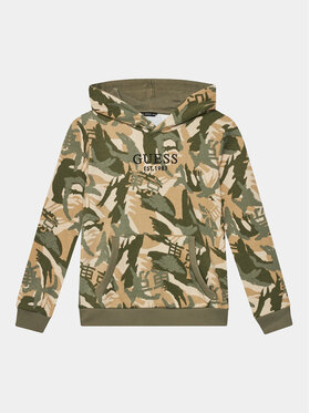 Guess Guess Bluză Hooded Ls L4RQ05 KA6R3 Kaki Regular Fit