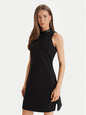 Calvin Klein Jeans Calvin Klein Jeans Ежедневна рокля Interlock Mock LV047F260G Черен Slim Fit