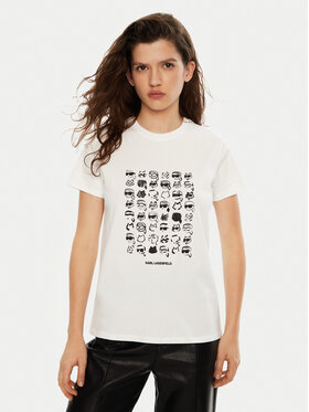KARL LAGERFELD KARL LAGERFELD Tricou A1W17124 Alb Regular Fit