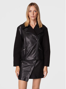 Sisley Sisley Kurtka z imitacji skóry 21DYLN014 Czarny Oversize