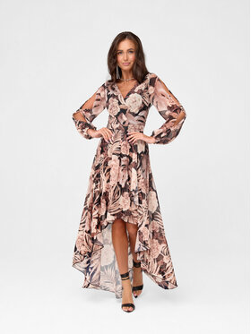 Roco Fashion Roco Fashion Sukienka koktajlowa Coralie Beżowy Regular Fit