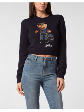 PHILIPP PLEIN PHILIPP PLEIN Sweter 27255 Granatowy Regular Fit