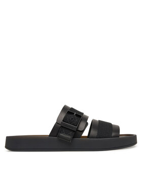 Calvin Klein Calvin Klein Šľapky Ergon Buckle Sandal Wb Lth Aop HM0HM02096 Čierna