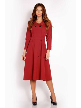 Awama Awama Sukienka koktajlowa L016 Bordowy Basic Fit