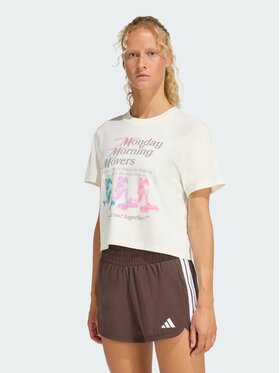 adidas adidas Koszulka techniczna LESMILLS MOVERS GRAPHIC Biały Loose Fit