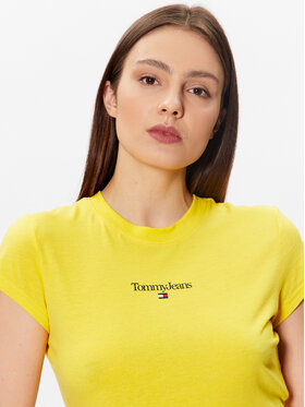 Tommy Jeans Majica Essential Logo DW0DW15444 Rumena Cropped Fit