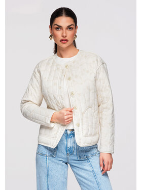 Ombre Ombre Kurtka przejściowa OW-JALP-0125 Kremowy Regular Fit