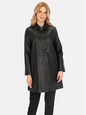 Perso Perso Płaszcz przejściowy BLE252369F Czarny Regular Fit