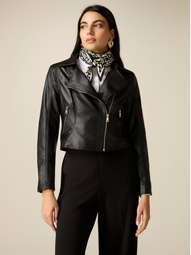 Oltre Oltre Kurtka z imitacji skóry R371R002351N033 Czarny Boxy Fit