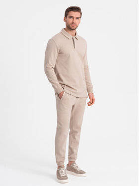 Ombre Ombre Tepláková souprava Z71 Béžová Regular Fit