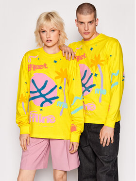 Market Market Pikkade varrukatega T-särk Unisex Meet Me Offline 398000330 Kollane Regular Fit