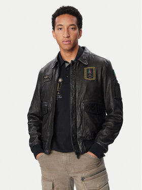 Aeronautica Militare Aeronautica Militare Μπουφάν δερμάτινο 262PN0895U100839 Μαύρο Regular Fit