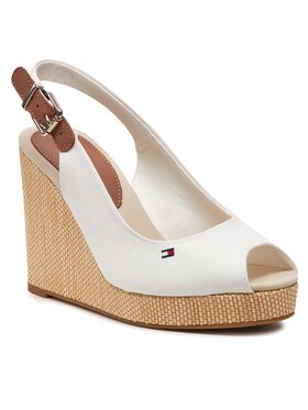 Tommy Hilfiger Sandale Iconic Elena Sling Back Wedge FW0FW04789 Écru