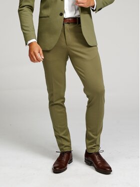 TeeShoppen TeeShoppen Spodnie garniturowe 'Perform Collection' Zielony Slim Fit