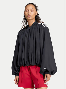 adidas adidas Džemperis Satin Pleated Track Top LG4081 Juoda Relaxed Fit