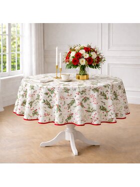 Roseberry Home Roseberry Home Obrus świąteczny z motywem ostrokrzewu Very Merry Christmas Czerwony