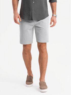 Ombre Ombre Šortky z materiálu OM-SRCS-0169 Šedá Slim Fit