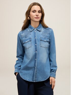 Oltre Oltre Koszula 5639R002943N024 Turkusowy Regular Fit