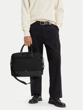 Tommy Hilfiger Tommy Hilfiger Чанта за лаптоп Th Nylon Travel Computer Bag AM0AM13470 Черен