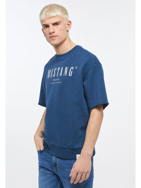 Mustang Mustang Bluza Ben Crewneck SSleeve Niebieski Regular Fit