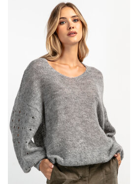 Fobya Fobya Sweter F1896 Szary Basic Fit