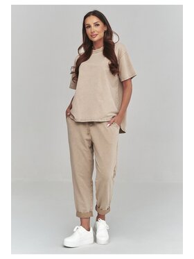 Makadamia Makadamia Dres C65 Beżowy Loose Fit