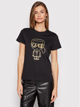 KARL LAGERFELD KARL LAGERFELD T-Shirt Ikonik Art Deco 216W1705 Czarny Regular Fit