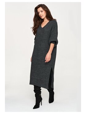 Makadamia Makadamia Sweter S177 Szary Loose Fit