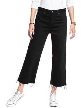 Wrangler Wrangler Jeansy RETRO CROP BOYFRIEND Czarny Loose Fit