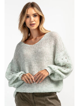 Fobya Fobya Sweter F1896 Zielony Basic Fit