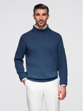 Ombre Ombre Sweter OM-SWTN-0163 Niebieski Regular Fit