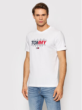 Tommy Jeans Tommy Jeans Tricou Tjm Essential Graphic DM0DM11600 Alb Slim Fit