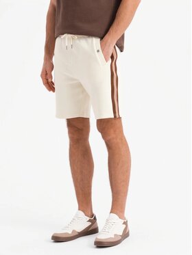 Ombre Ombre Šortky z materiálu OM-SRSK-0156 Écru Regular Fit