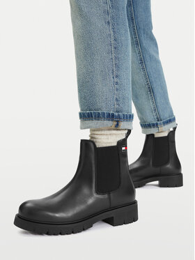 Tommy Jeans Tommy Jeans Kotníková obuv s elastickým prvkem Tjw Cleated Chelsea Boots EN0EN03105 Černá