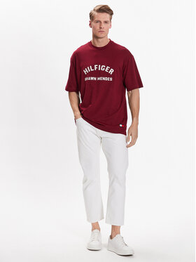 Tommy Hilfiger Majica Archive MW0MW31189 Bordo Rdeča Relaxed Fit