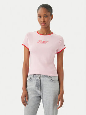 Tommy Hilfiger Tommy Hilfiger T-särk Logo Graphic Ringer WW0WW49245 Heleроosa Slim Fit