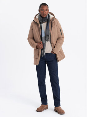 Ombre Ombre Parka 1OM-JALJ-018 Beżowy Regular Fit