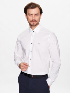 Tommy Hilfiger Tommy Hilfiger Hemd Stretch Solid MW0MW30629 Weiß Regular Fit