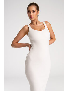 Nudyess Nudyess Sukienka dzianinowa Lancerta Midi z prążka Écru Fitted Fit