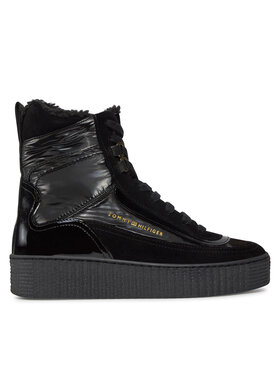 Tommy Hilfiger Tommy Hilfiger Μποτάκια Patent Laceup City Snow Boot FW0FW07841 Μαύρο