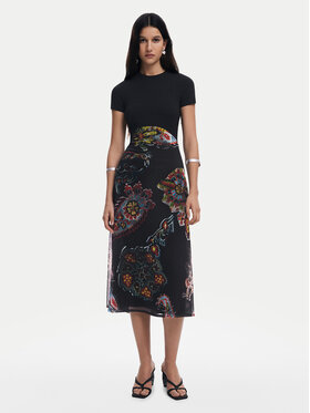 Desigual Desigual Sukienka codzienna Paisley 25SWVK32 Czarny Regular Fit