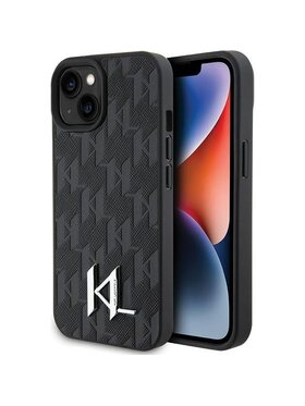 KARL LAGERFELD KARL LAGERFELD Etui na telefon HardCase Leather Monogram Hot Stamp Metal Logo Czarny