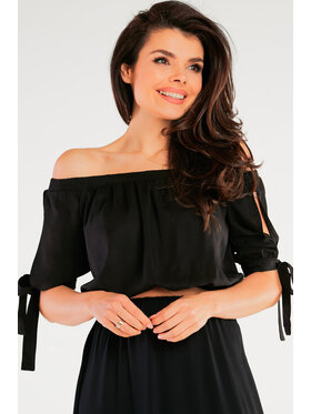 Awama Awama Bluzka A430 Czarny Basic Fit