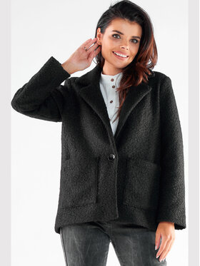 Awama Awama Płaszcz A545 Czarny Basic Fit