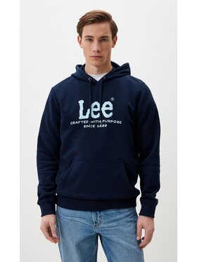 Lee Lee Bluza Logo Hoodie Niebieski Hoodie Fit