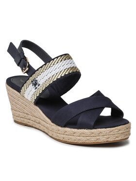 Tommy Hilfiger Tommy Hilfiger Espadrile Golden Webbing Mid Wedge FW0FW07090 Mornarsko modra