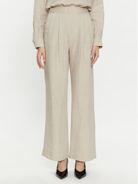 Marella Marella Bavlnené nohavice Nizere 2413131212 Écru Relaxed Fit