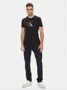 Calvin Klein Jeans Majica Outline Monologo J30J325678 Črna Slim Fit